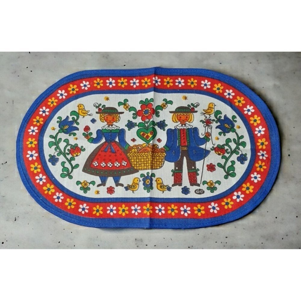 Traditional Austrian Oval Doily Bright Flowers Dresser Scarf Austria Flowers 12"